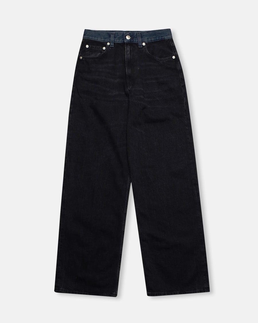 contrast waistband wide jean