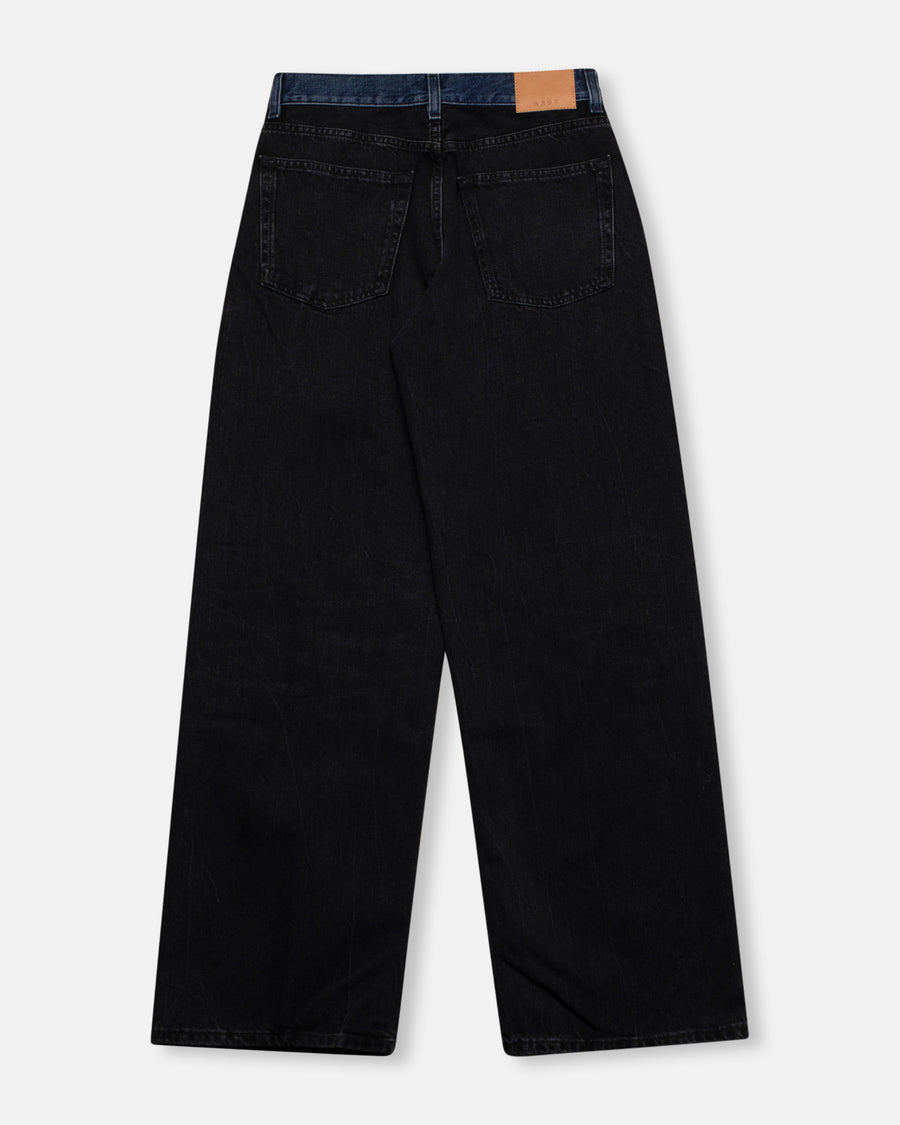 contrast waistband wide jean