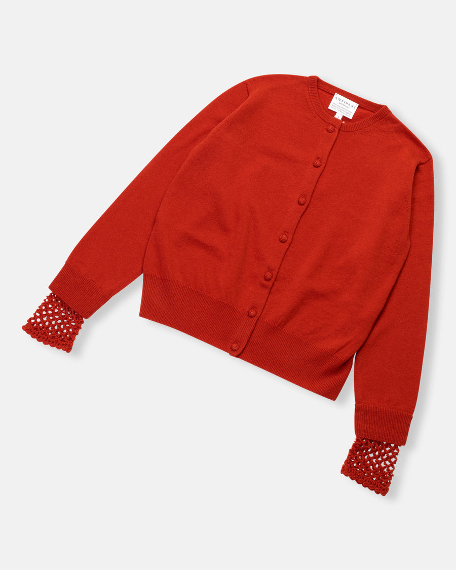 crochet cuff cashmere cardigan