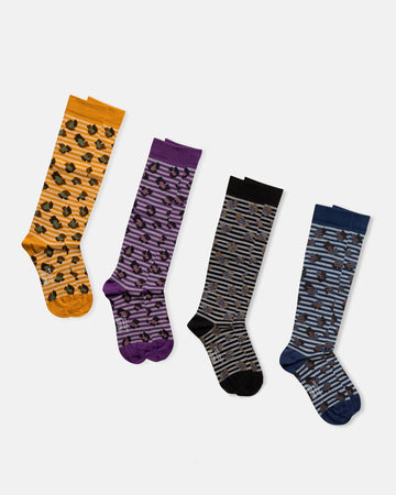 jungle check knee high compression socks