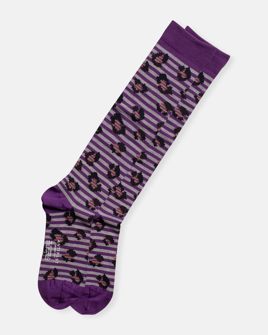 jungle check knee high compression socks