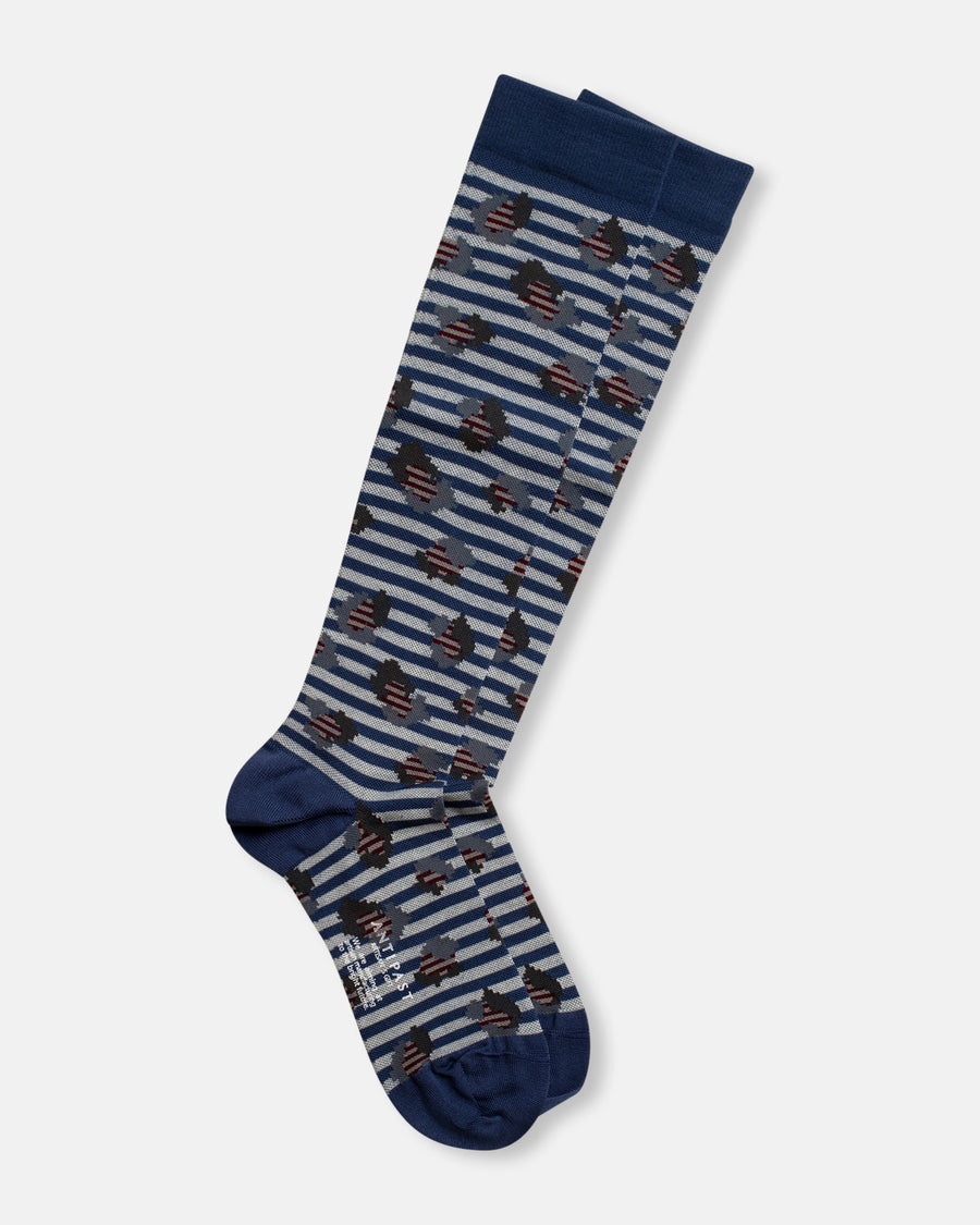 jungle check knee high compression socks