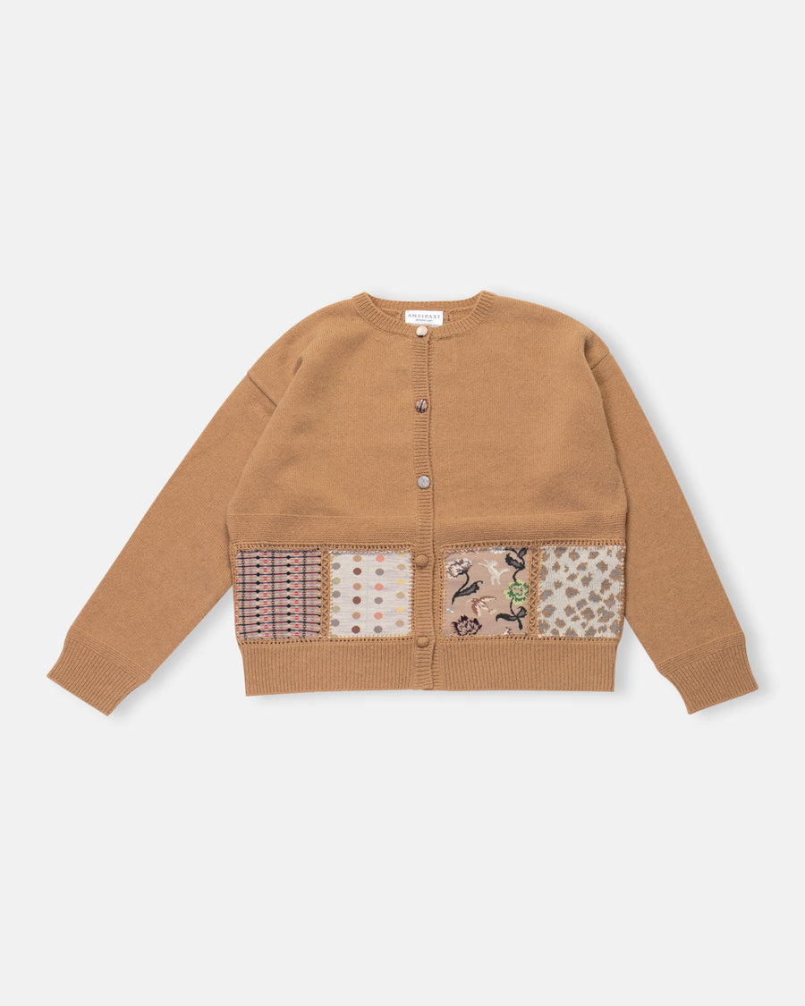 sock knit patchwork cardigan