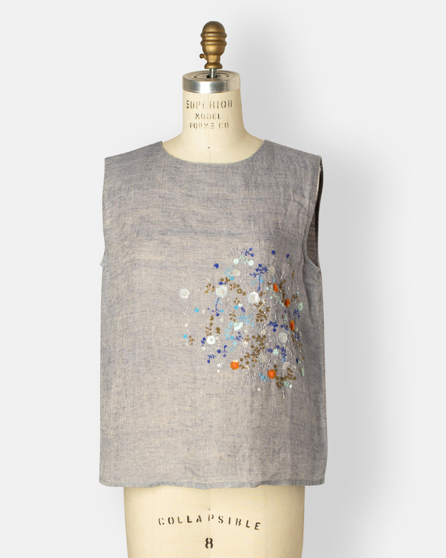 embroidered sleeveless blouse