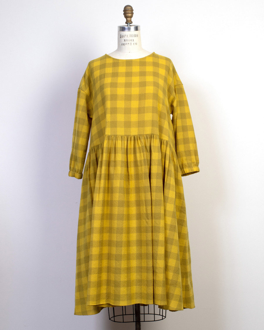 checked drop waist dress