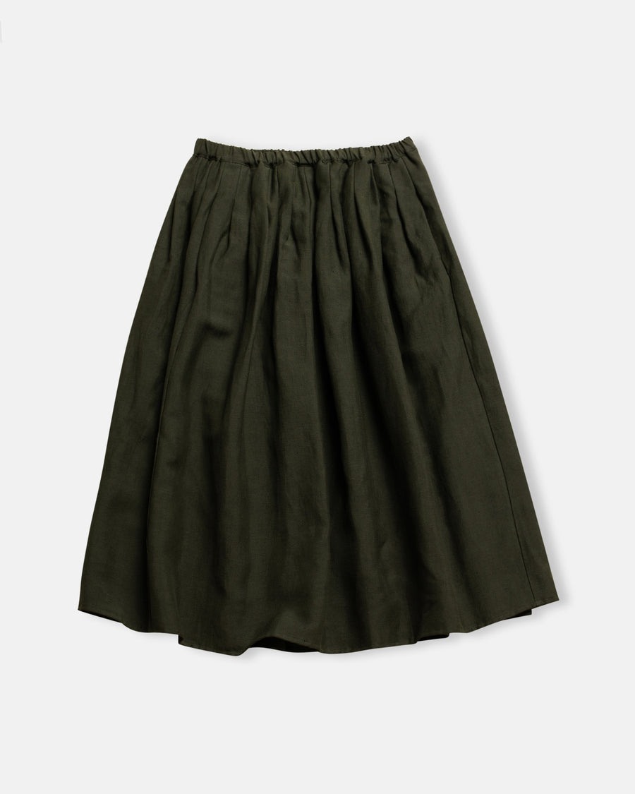 linen wool gathered skirt