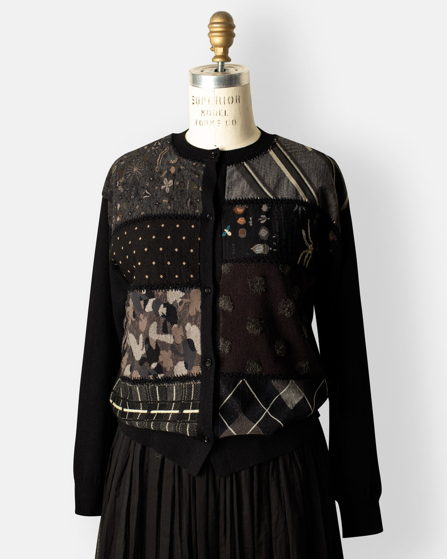 sock knit patchwork cardigan