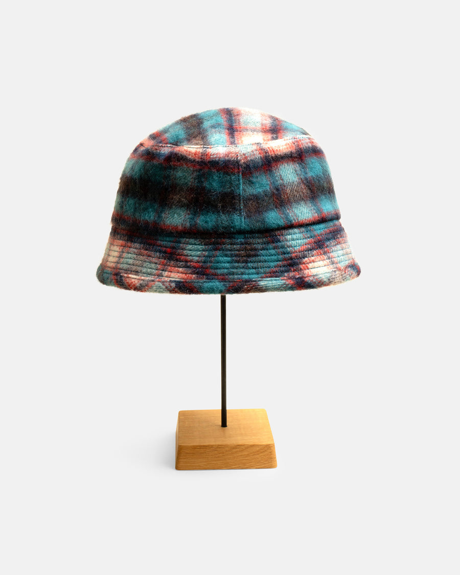 70’s wool shaggy check bucket hat