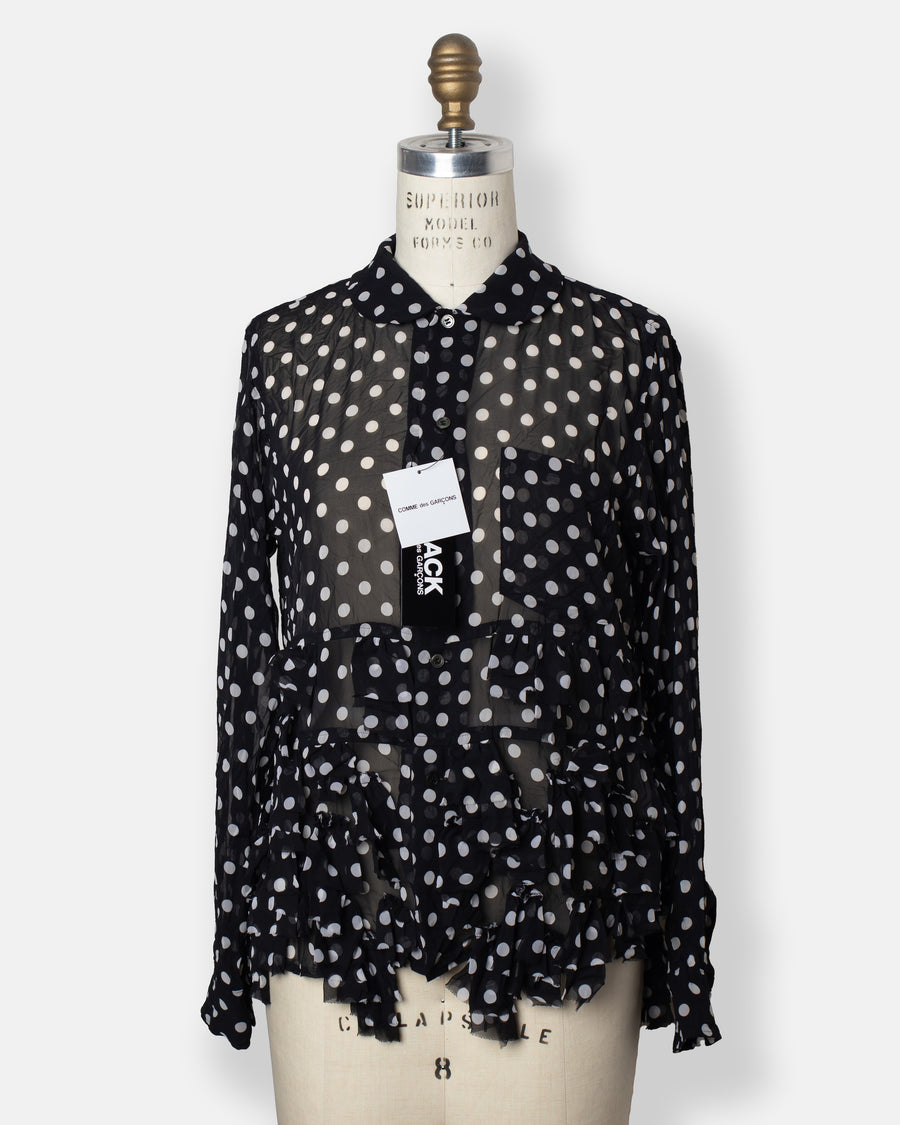 polka dot layered shirt