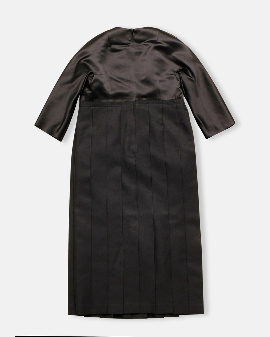 satin top pleated dress