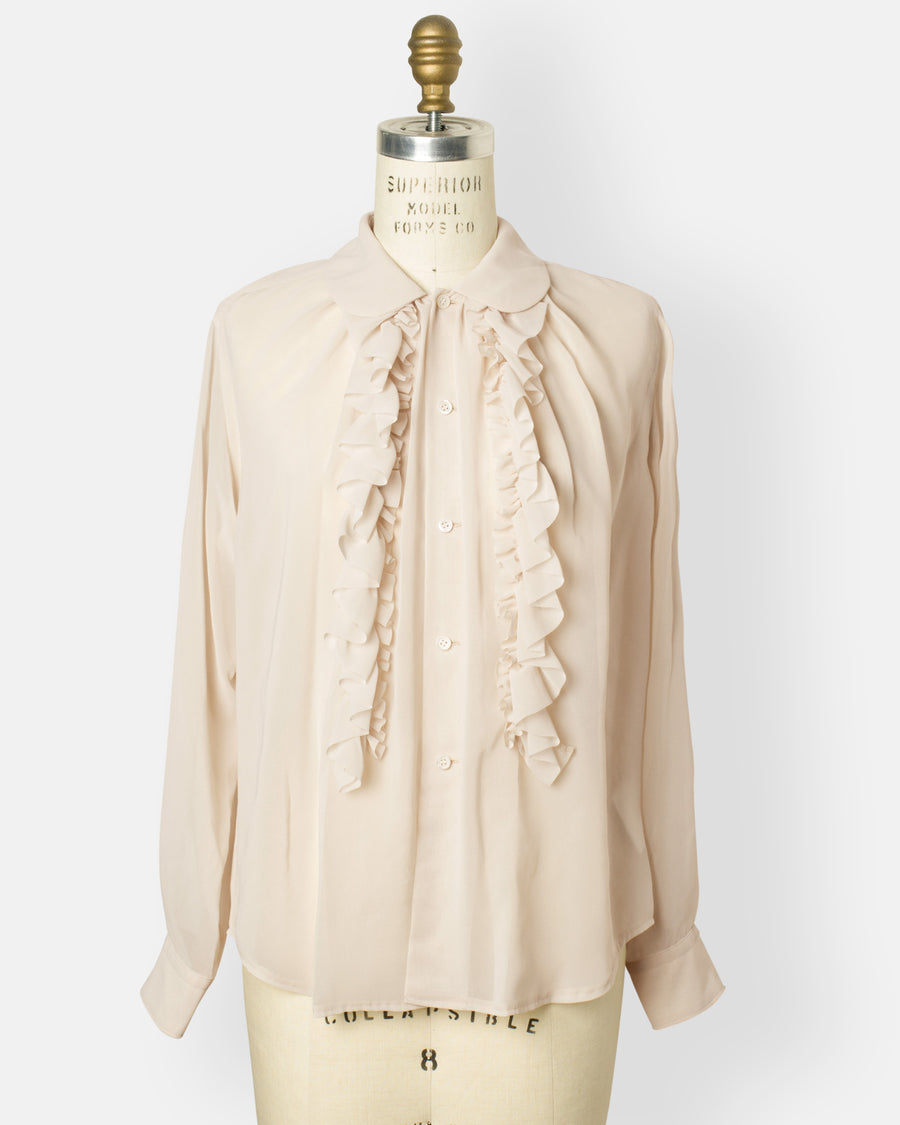 georgette ruffle front blouse