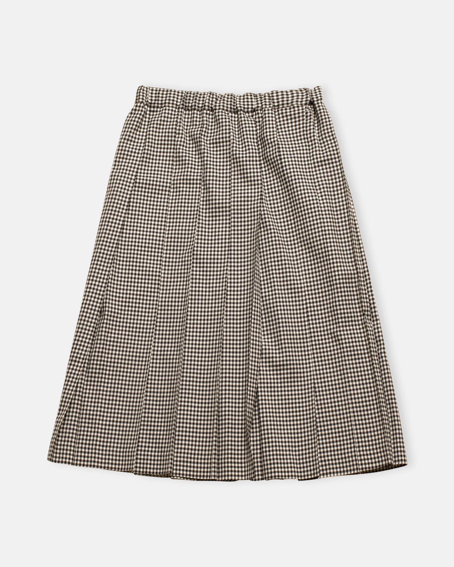 gingham check pleated skirt