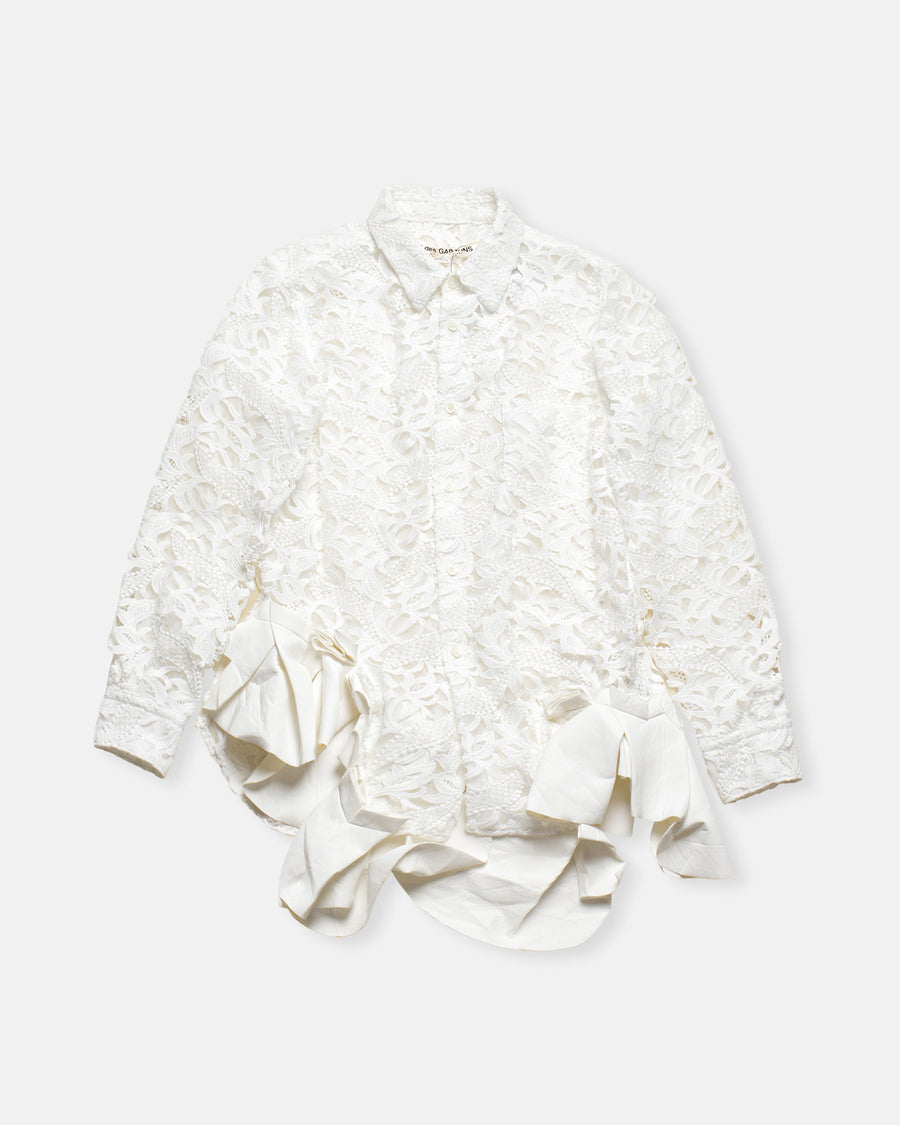 lace shirt with ruffled hem