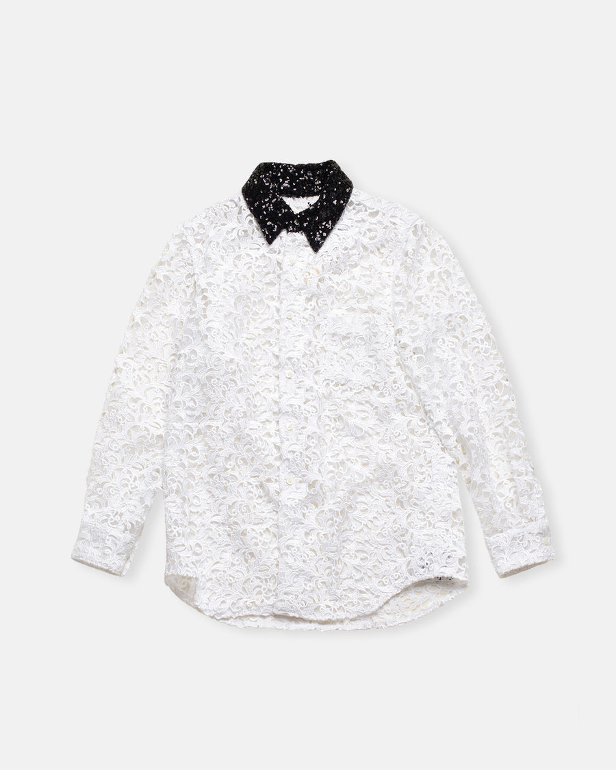 lace shirt with sequin collar