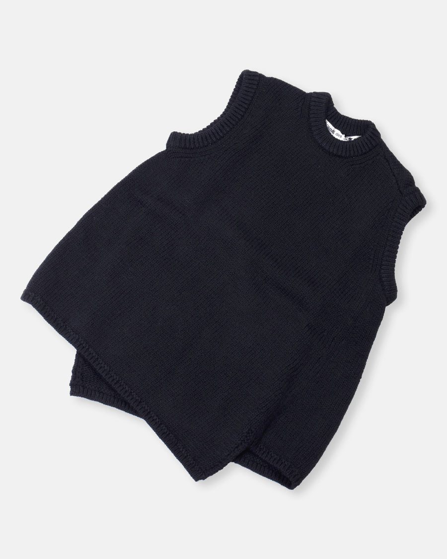 sleeveless angled sweater