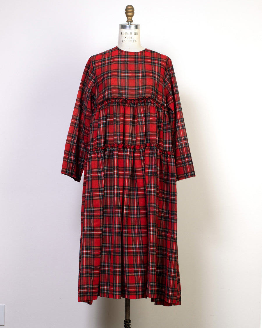 tiered tartan dress