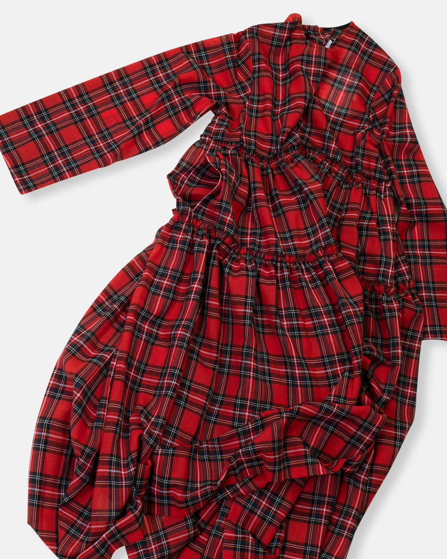 tiered tartan dress