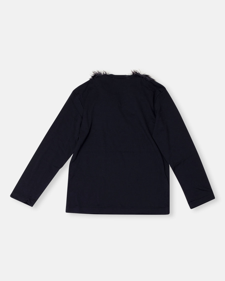 faux fur collared top