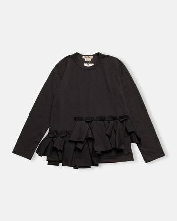 ruffle hem crew neck