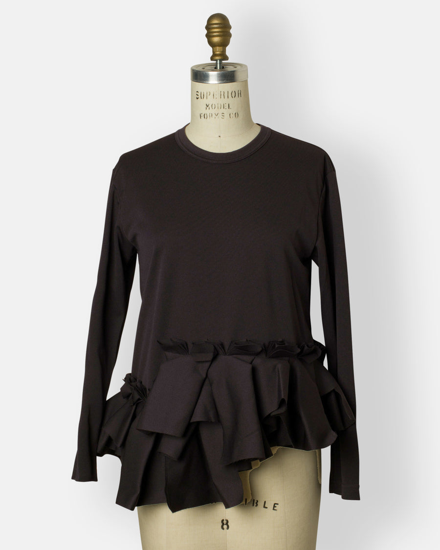 ruffle hem crew neck