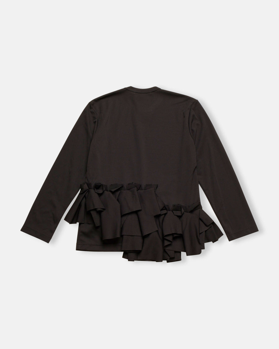 ruffle hem crew neck