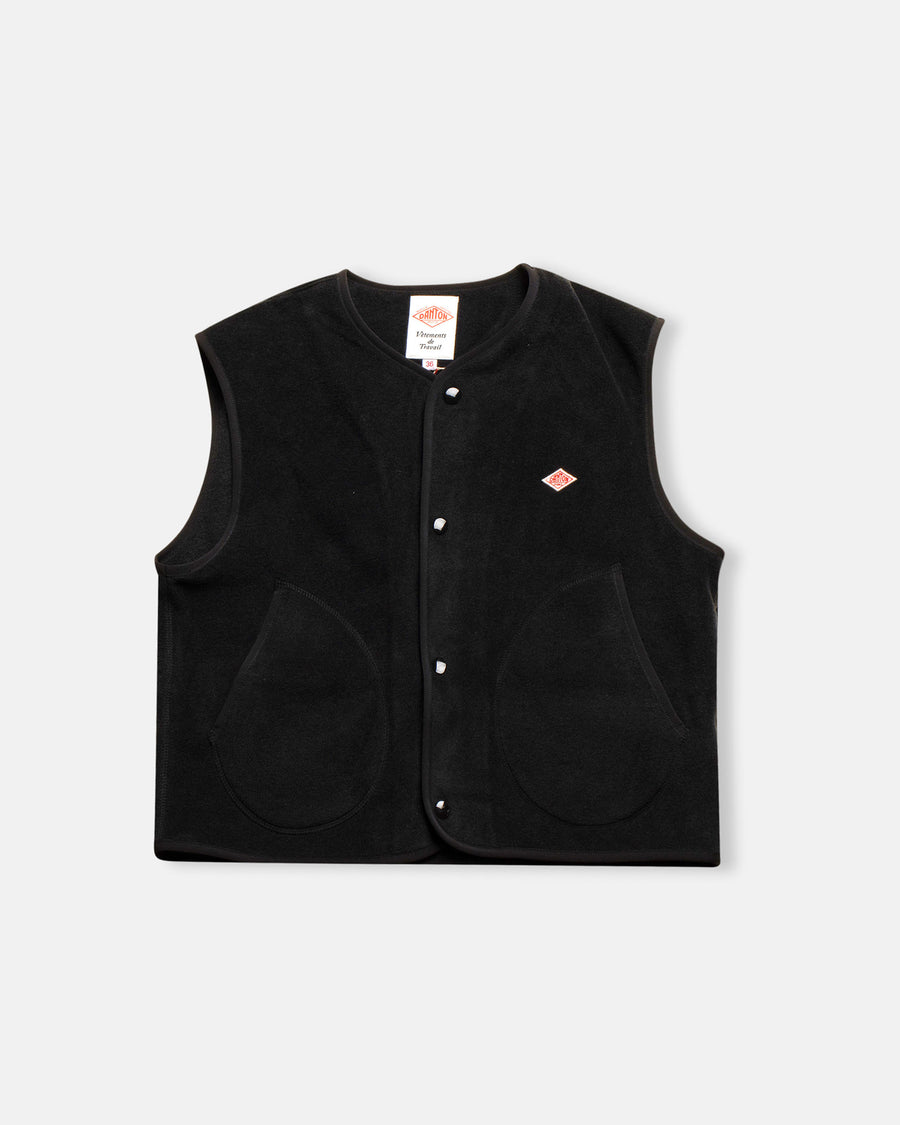 fleece collarless vest