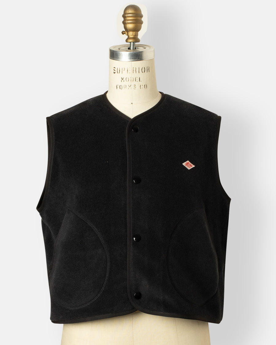 fleece collarless vest