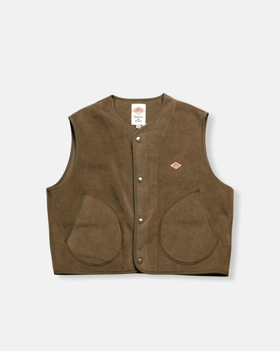 fleece collarless vest