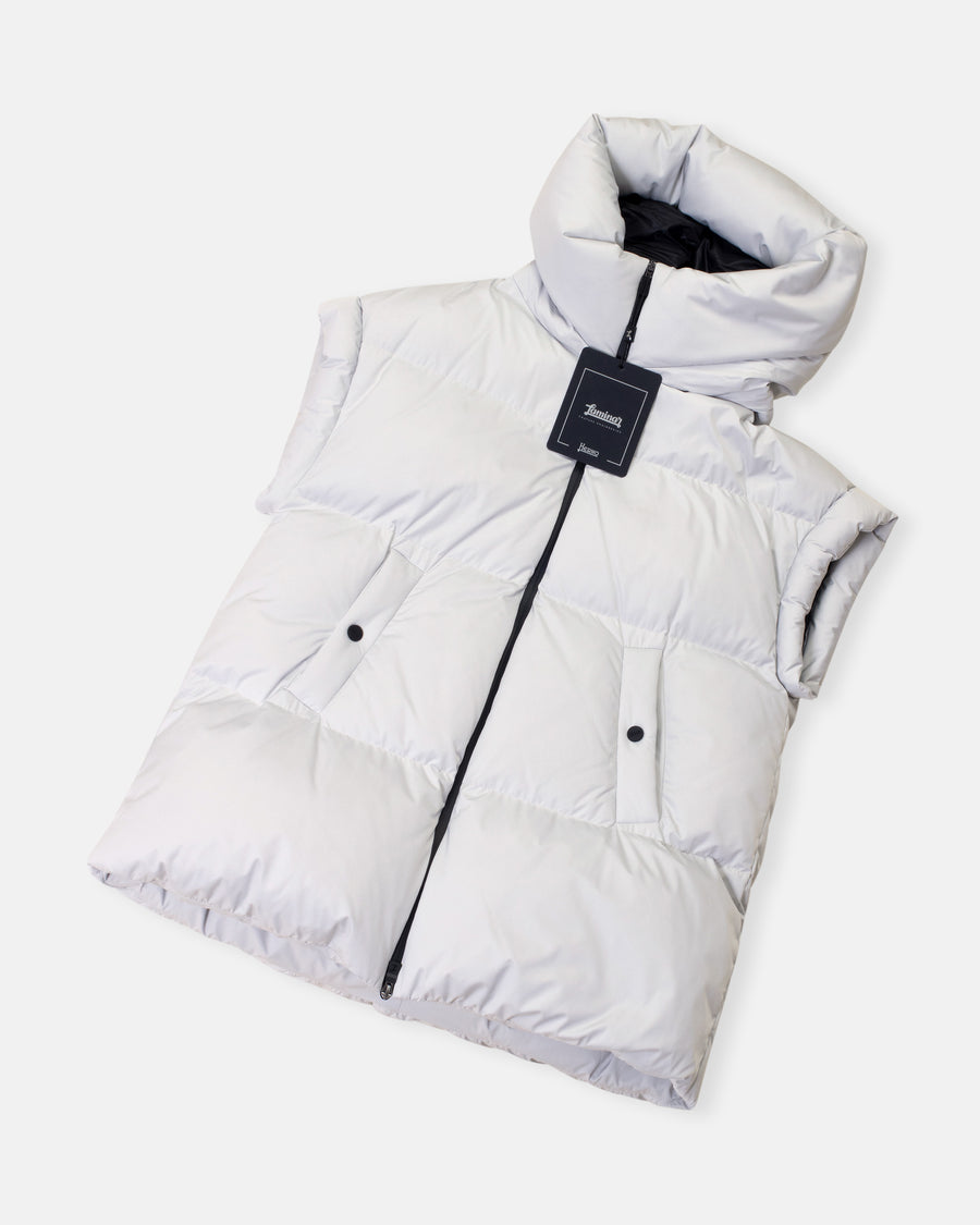 sleeveless satin jacket