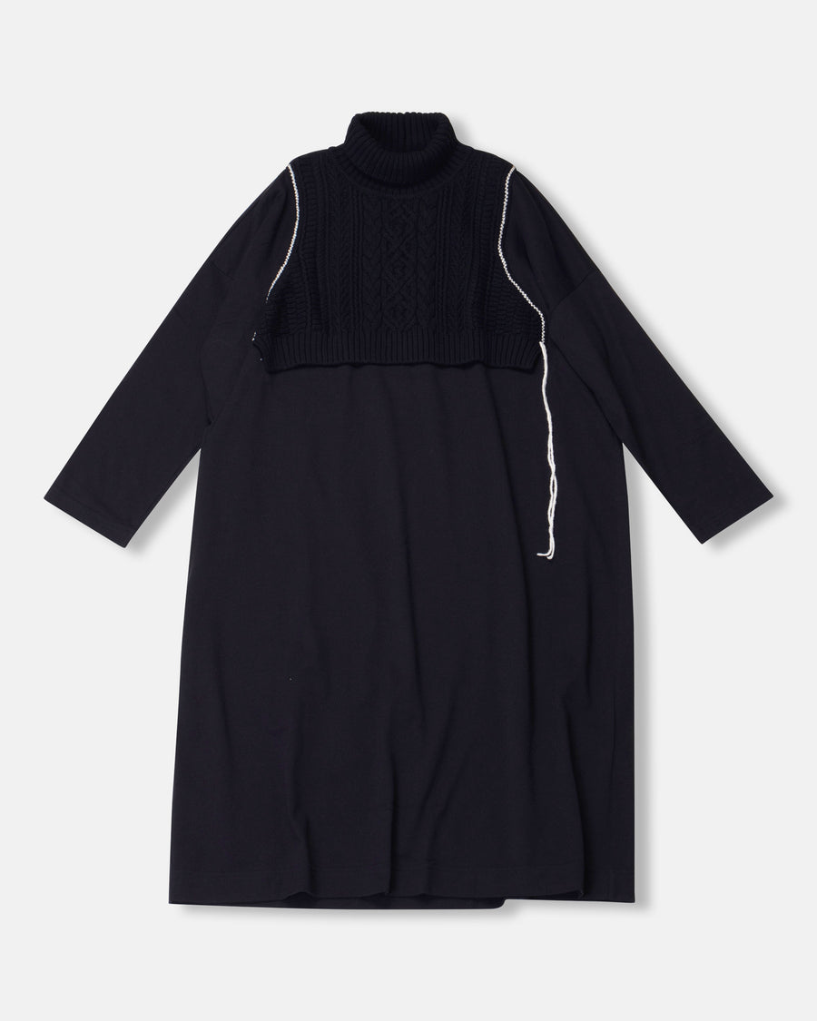 combination sweater dress with turtleneck