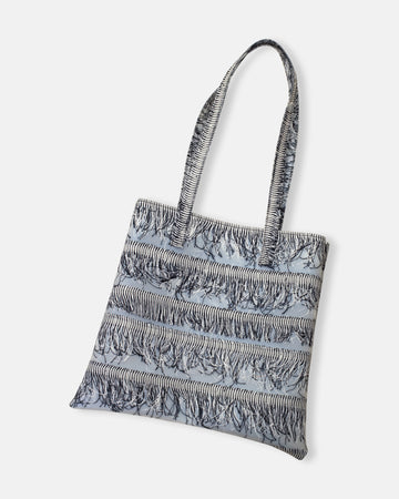 linen fringe flat shopping bag