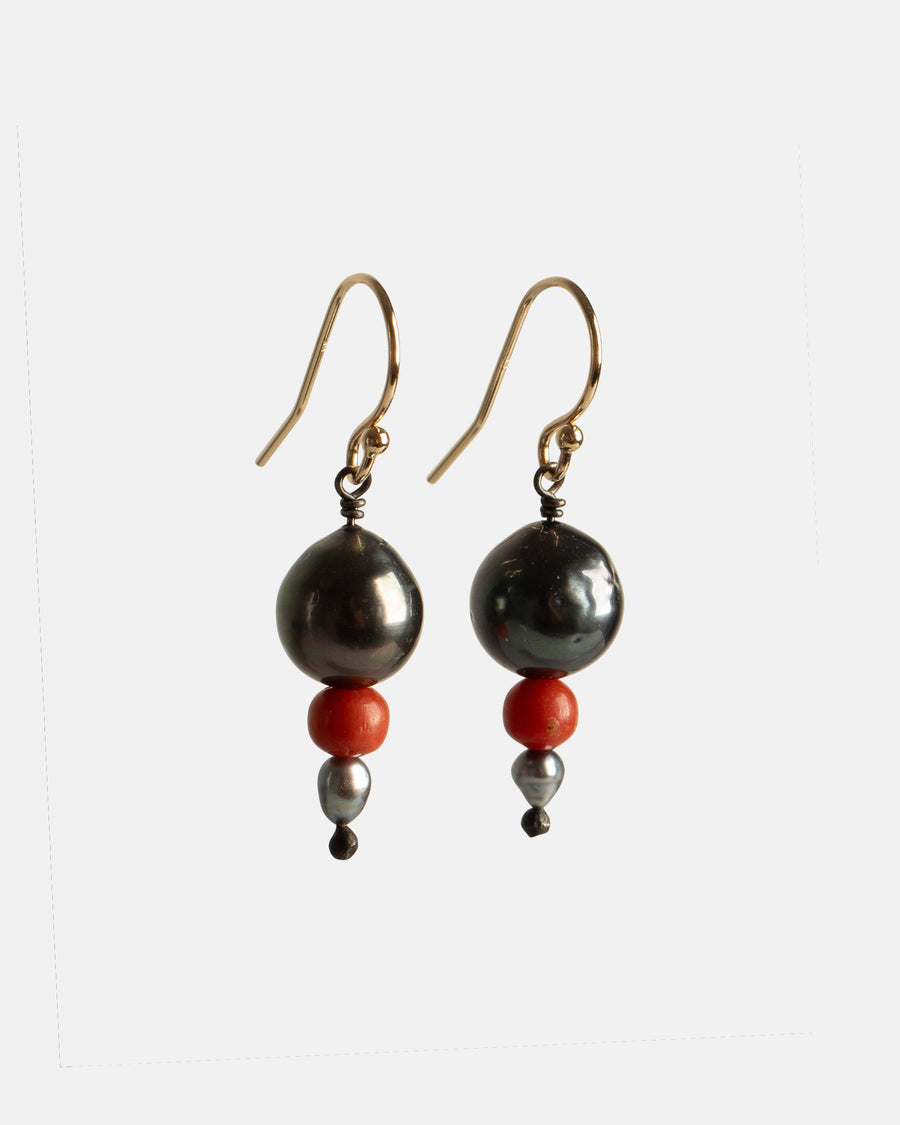 pearl & coral earrings