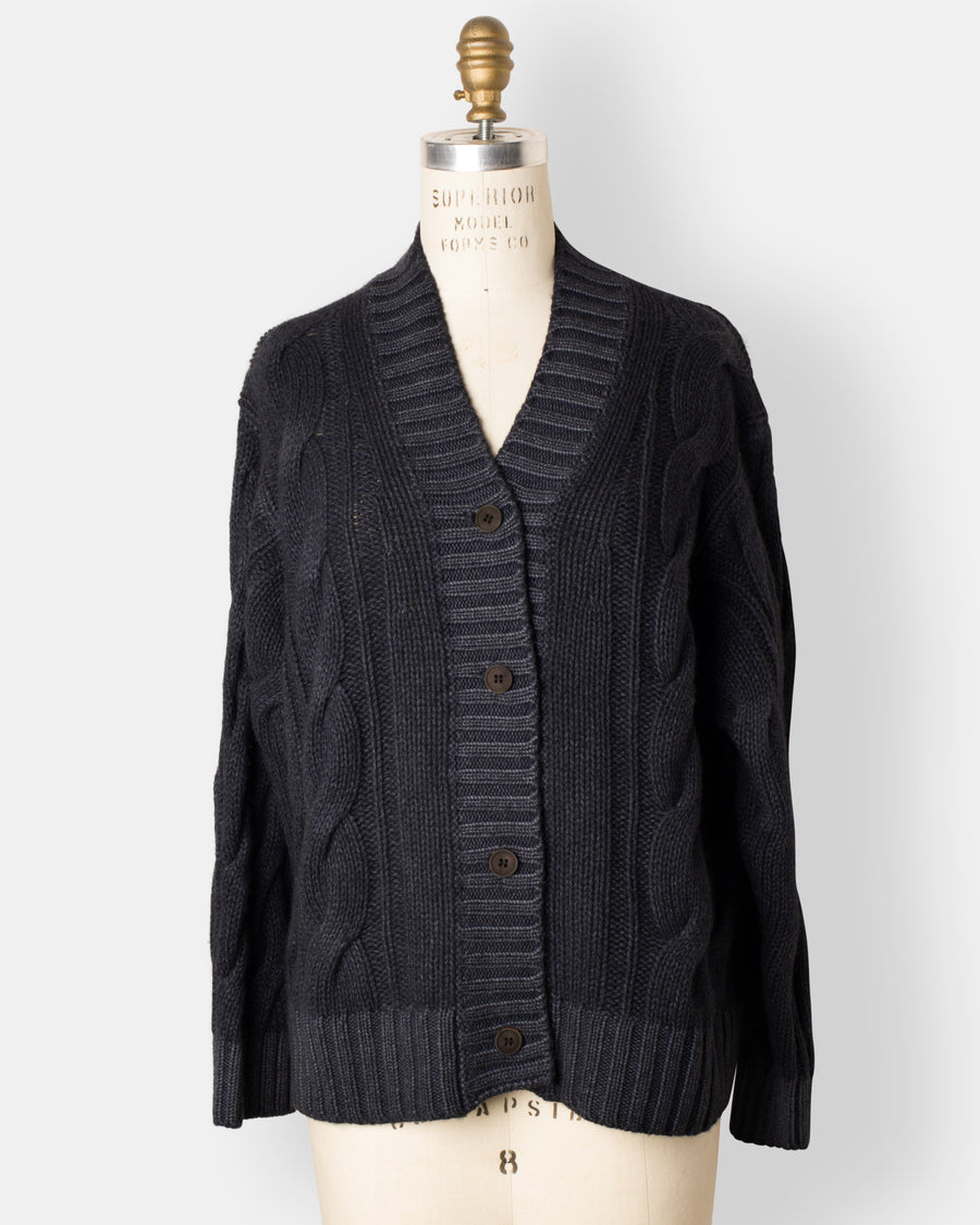 cable knit v neck cardigan