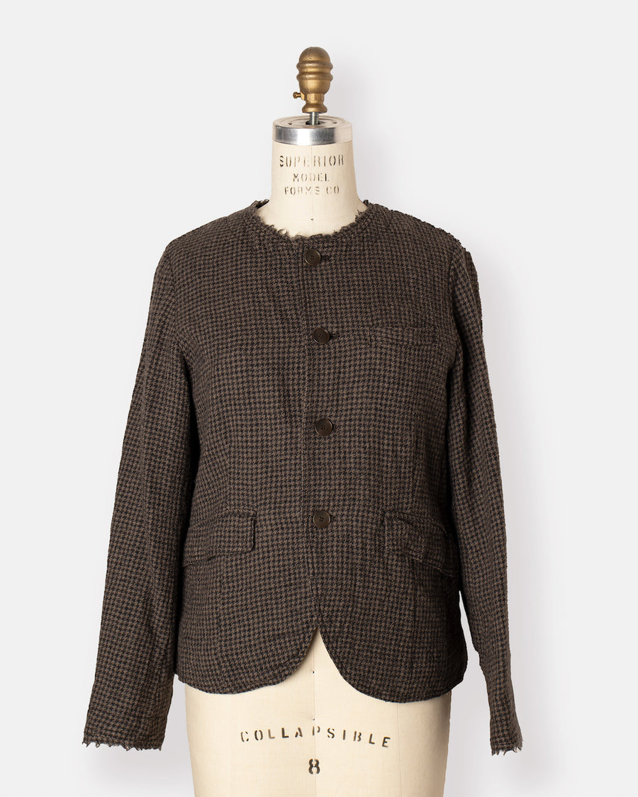 wool gauze houndstooth jacket