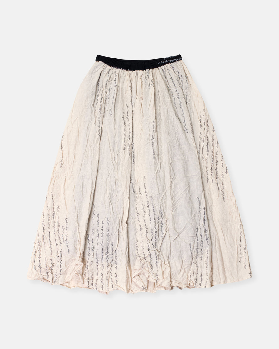 love letter print crinkle skirt