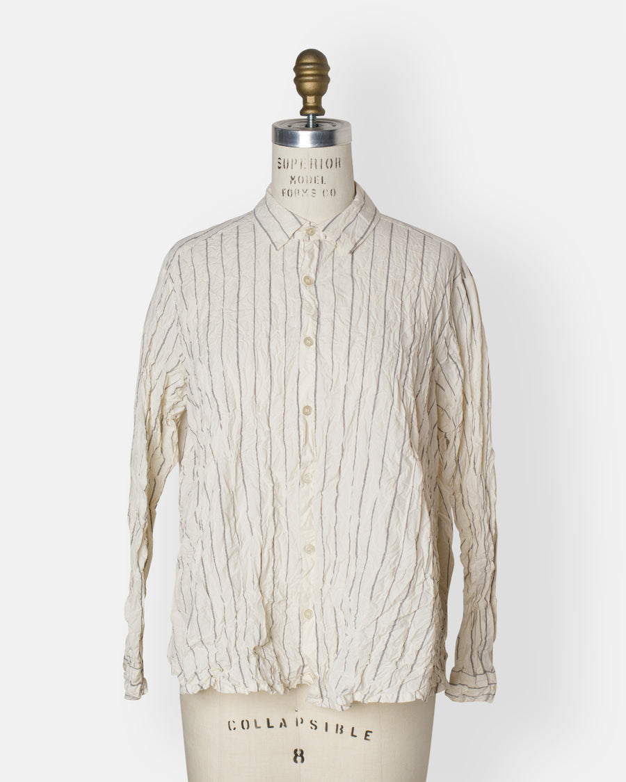 crinkle cotton striped blouse