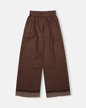 striped hem twill pants