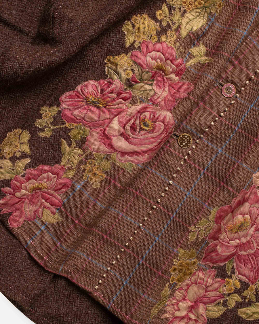 twill shirt with floral embroidery