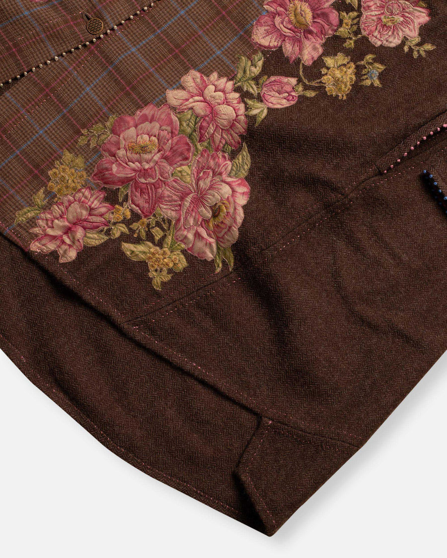 twill shirt with floral embroidery