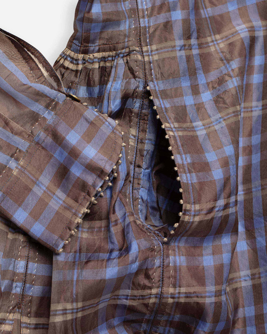 gathered detail plaid shirt