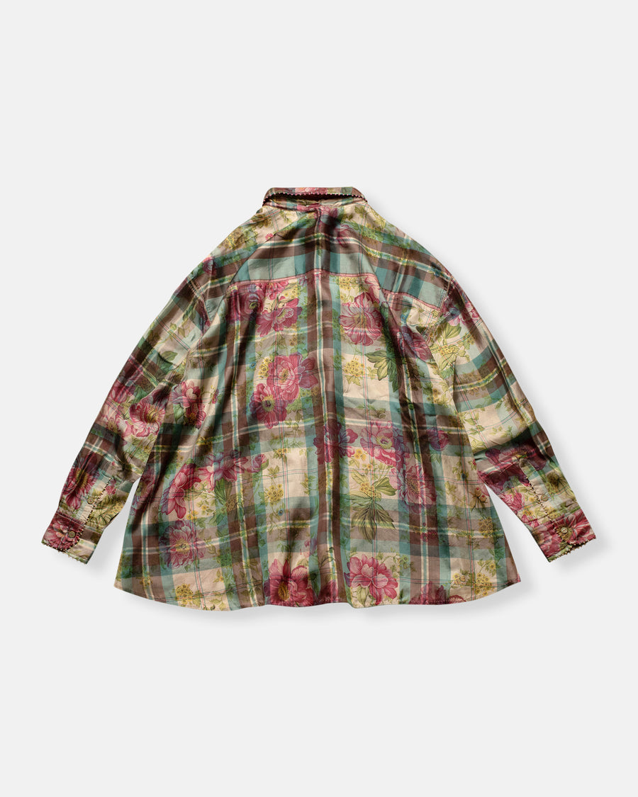 floral plaid silk shirt