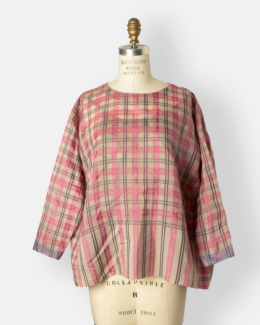 plaid silk cotton top