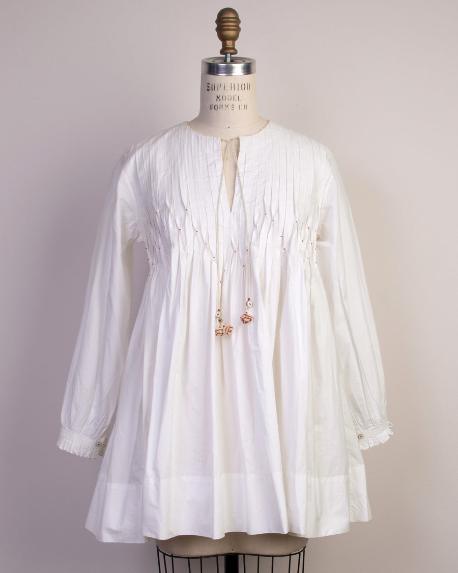 pintuck tunic with tie front
