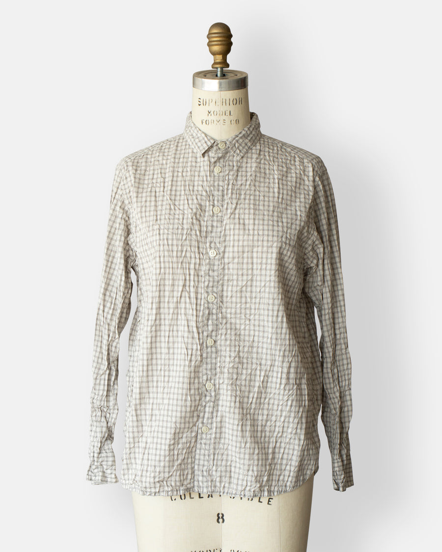 washed organic cotton mini checkered shirt