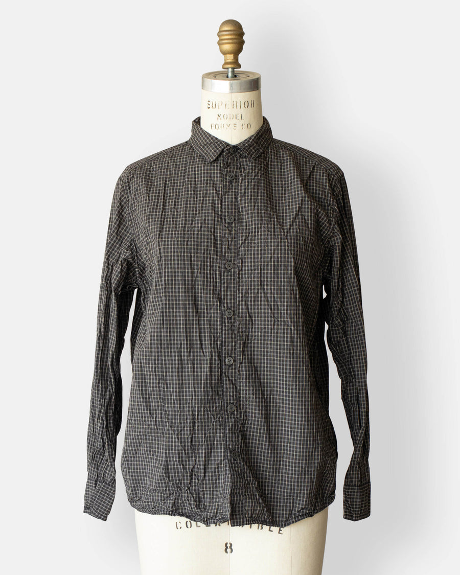 washed organic cotton mini checkered shirt