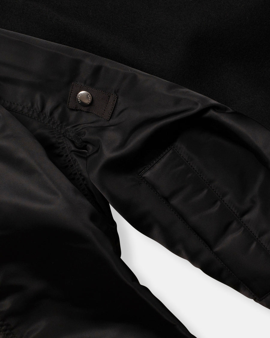 wool melton x nylon twill quilted coat