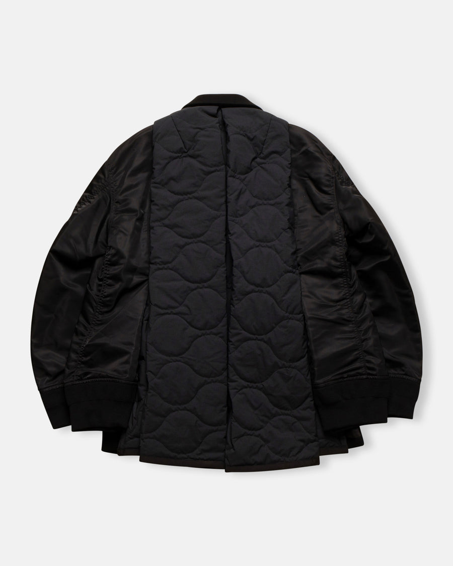 wool melton x nylon twill quilted coat