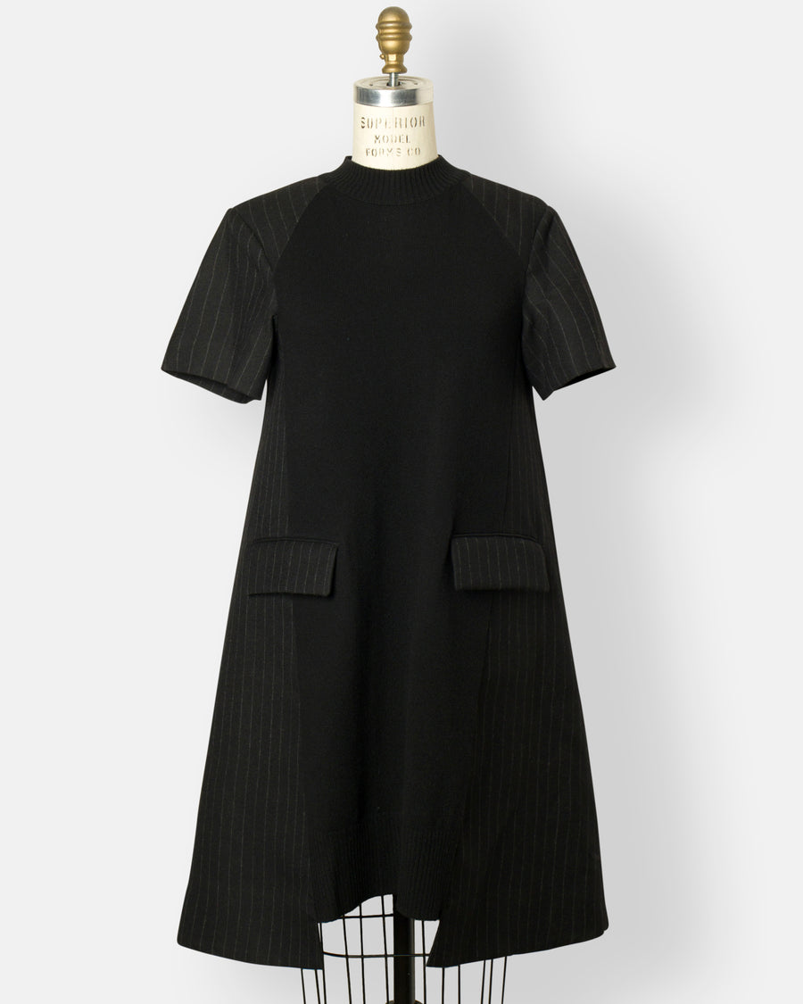 chalk stripe x knit dress