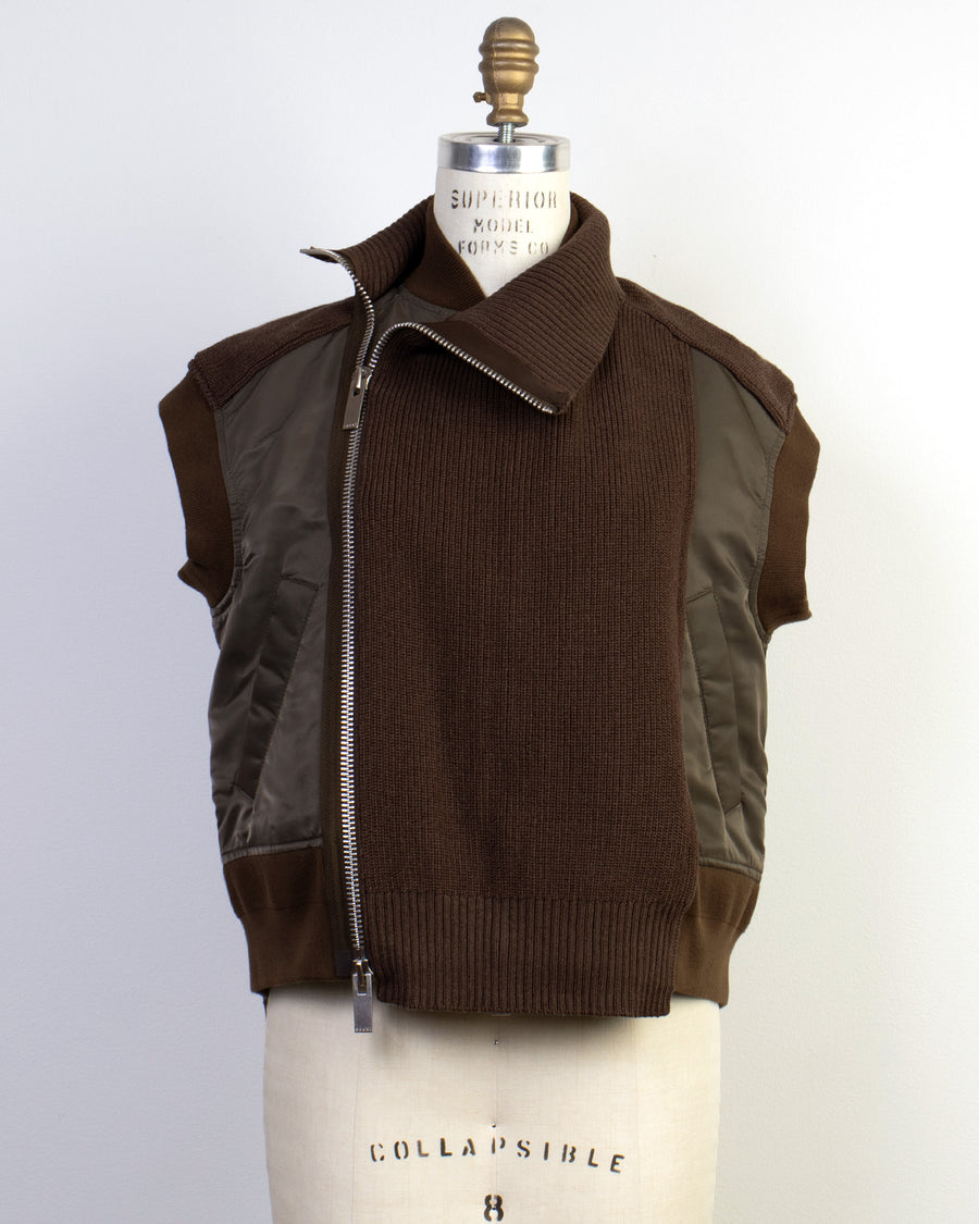 nylon twill knit vest