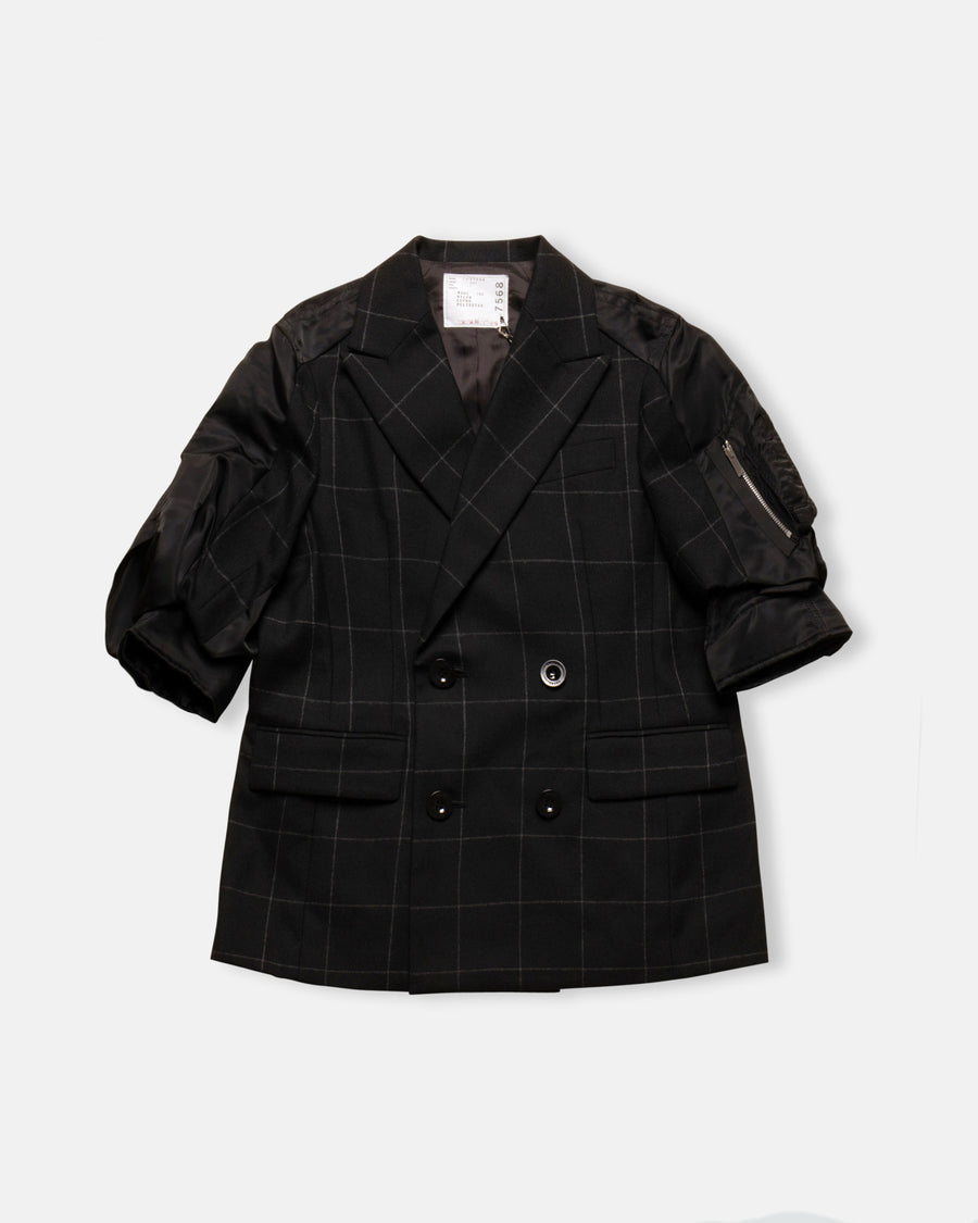 windowpane x nylon twill jacket